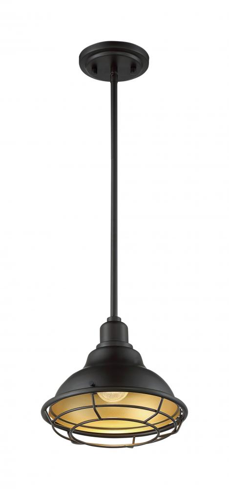 Newbridge - 1 Light Pendant with- Dark Bronze and Gold Finish