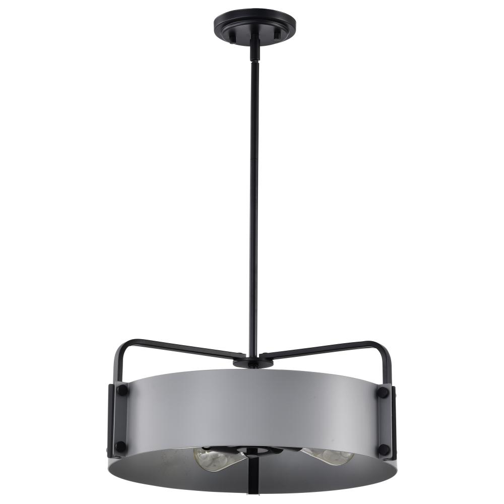 Altos 4 Light Medium Pendant; Gray and Matte Black Finish